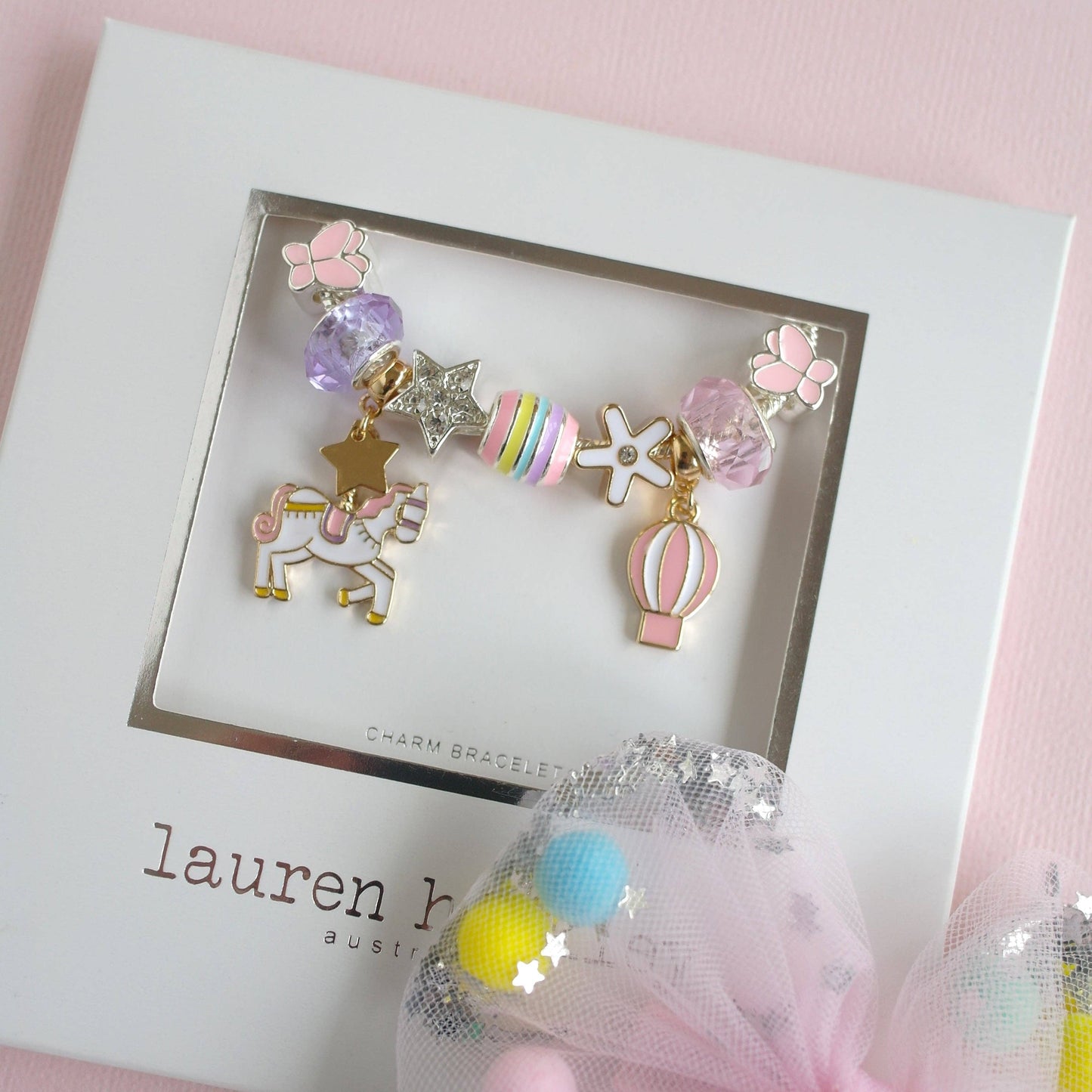 Unicorn Carousel Charm Bracelet: Boxed