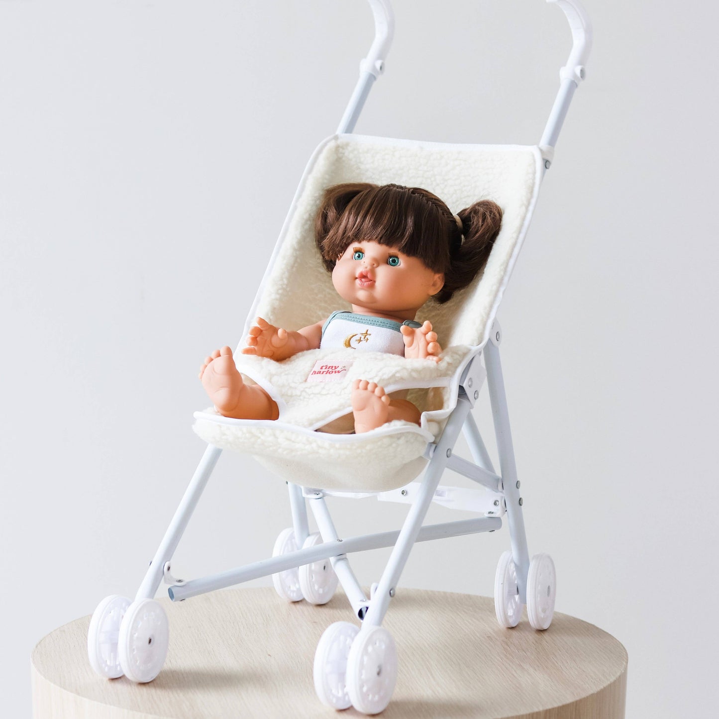 Tiny Harlow Folding Dolls Stroller-  Cream Sherpa *PRE ORDER*: Cream Sherpa Stroller
