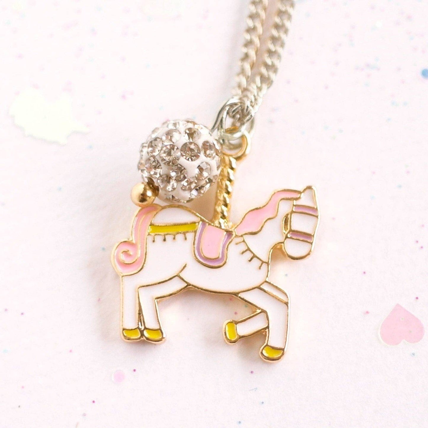 Unicorn Carousel Necklace (Silver): Boxed