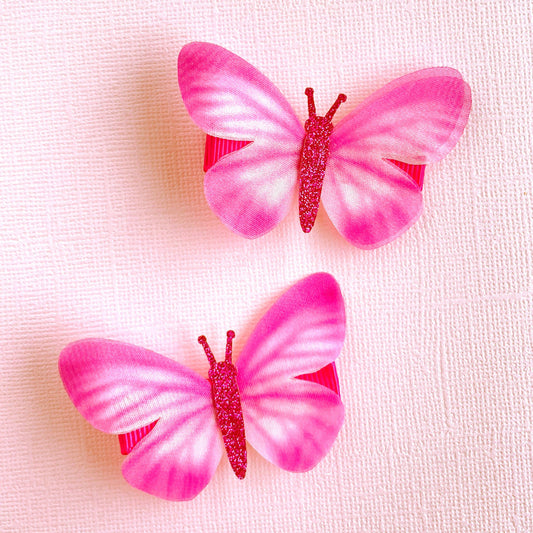 Queen Pink Butterfly Clips: White Signature Packaging